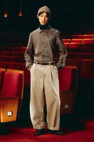 WIDE-LEG TROUSERS WITH TWISTED SEAMS - Beige by Zara