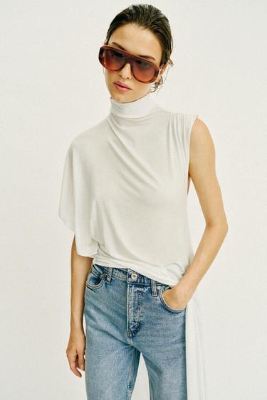 ASYMMETRIC DRAPED TOP - White by Zara