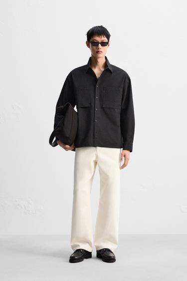 RELAXED FIT SEERSUCKER SHIRT - Black by Zara - Image 0