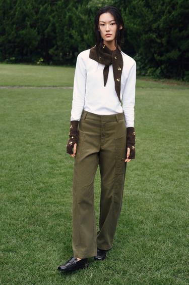 BALLOON CARGO TROUSERS - Dark khaki by Zara