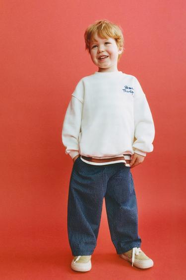 STRIPED SEERSUCKER TROUSERS - Navy blue by Zara