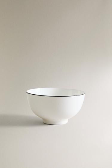 BLACK-RIMMED BONE CHINA MINI BOWL - Black / White by Zara - Image 0