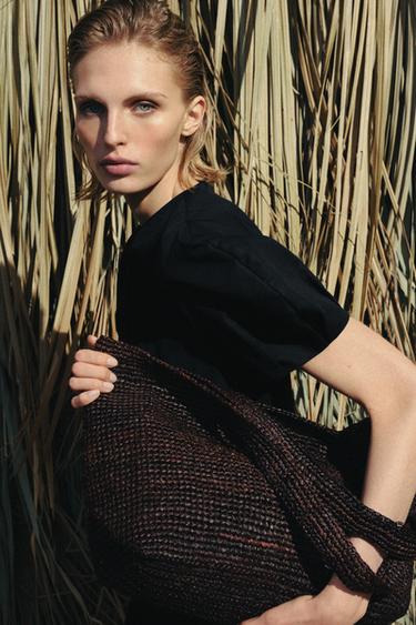 RAFFIA TOTE BAG - Chocolate by Zara