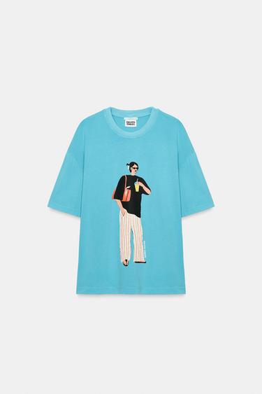 PHILIPPA COULES WASHED-EFFECT T-SHIRT - Blue by Zara
