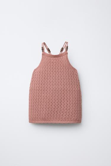 BEADED KNIT DRESS - Pink by Zara - Image 0