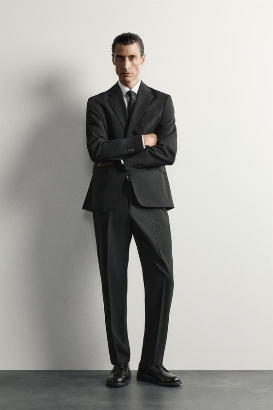 100% WOOL SUIT BLAZER - Black by Zara - Image 0