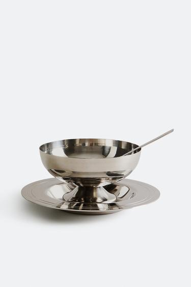 SHINY METAL ICE-CREAM CUP SET - Silver by Zara
