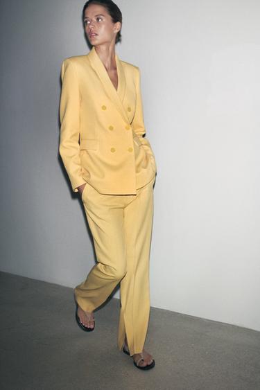 ZW COLLECTION STRAIGHT TUXEDO-STYLE COLLAR BLAZER - Pastel yellow by Zara - Image 0