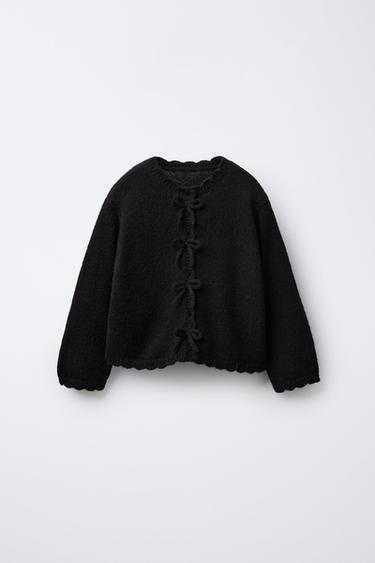 BOW KNIT CARDIGAN - Black by Zara