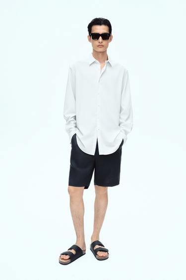 100% LINEN BERMUDA SHORTS - Navy blue by Zara