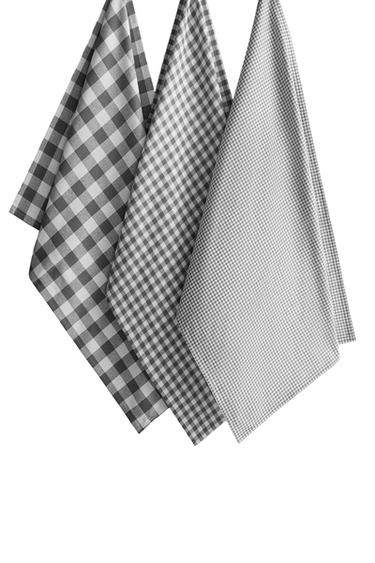 SET OF DYED THREAD TEA TOWELS (SET OF 3) - Grey by Zara