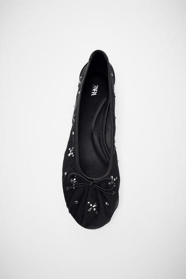 SHINY MESH BALLERINAS - Black by Zara