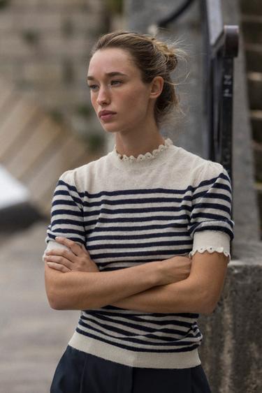 SHORT SLEEVE STRIPED KNIT JUMPER - Stripes by Zara