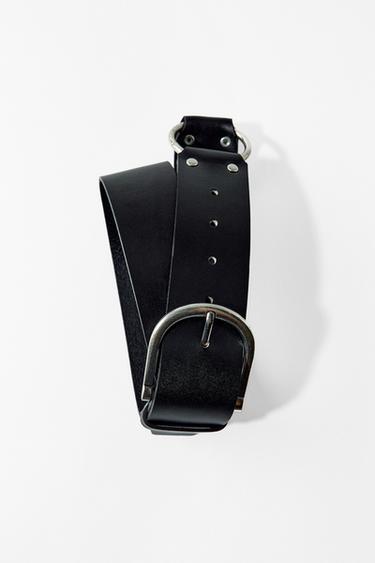 LEATHER RING BELT - Black by Zara