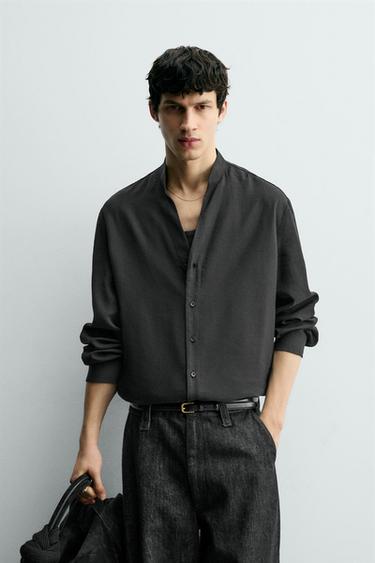FLUID TEXTURED SHIRT - Black by Zara