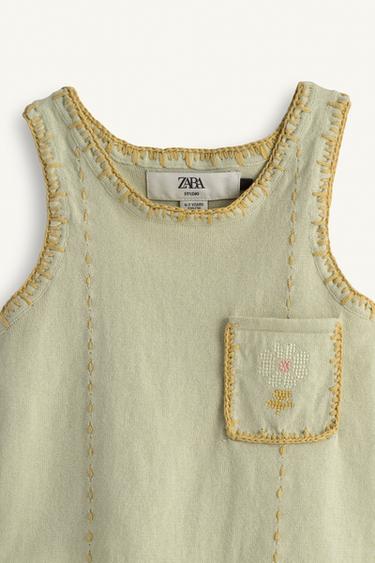 LIMITED EDITION KNIT TOP WITH CONTRAST EMBROIDERY - Sea green by Zara