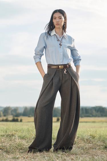LIMITED EDITION STRIPED SHIRT WITH CONTRAST COLLAR - Blue by Zara