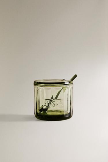 GLASS SUGAR BOWL - Green by Zara - Image 0