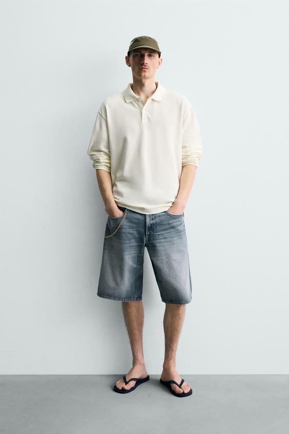 BAGGY FIT DENIM BERMUDA SHORTS - Mid-blue by Zara - Image 0