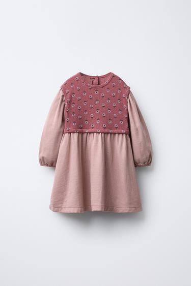 PRINTED CONTRAST DRESS - Pink by Zara