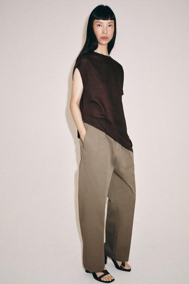 ASYMMETRIC KNIT TOP - Brown by Zara