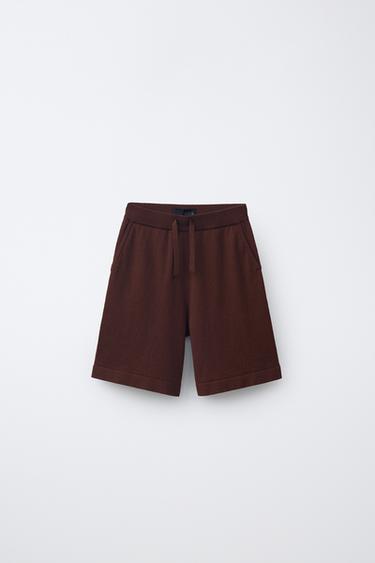 COTTON LINEN BERMUDA SHORTS - Brown by Zara