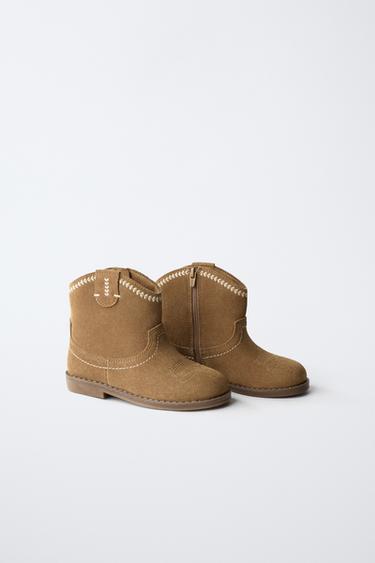 LEATHER COWBOY BOOTS - Brown by Zara