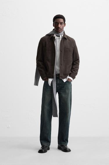 STRIPED OVERSHIRT WITH POCKETS - Dark brown by Zara - Image 0