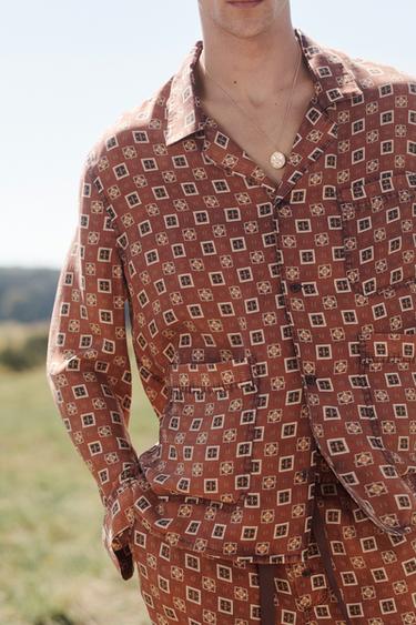 100% SILK PRINTED SHIRT LIMITED EDITION - Brick by Zara
