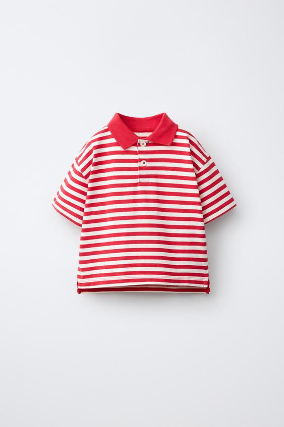 STRIPED POLO SHIRT - Red by Zara - Image 0
