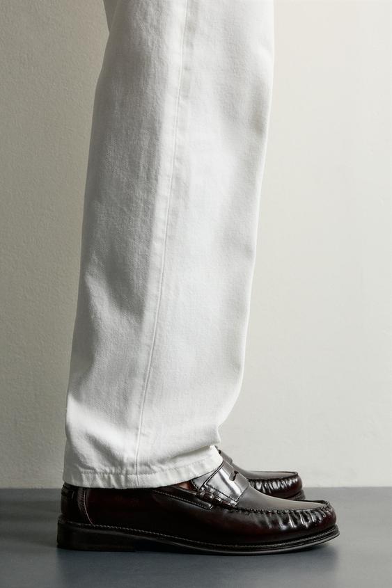 LEATHER PENNY LOAFERS - Burgundy Red by Zara - Image 0