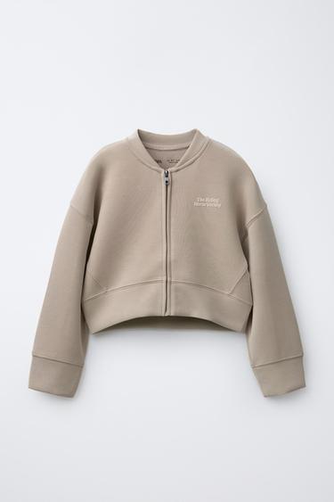 SWEATSHIRT WITH EMBOSSED SLOGAN - Stone by Zara - Image 0