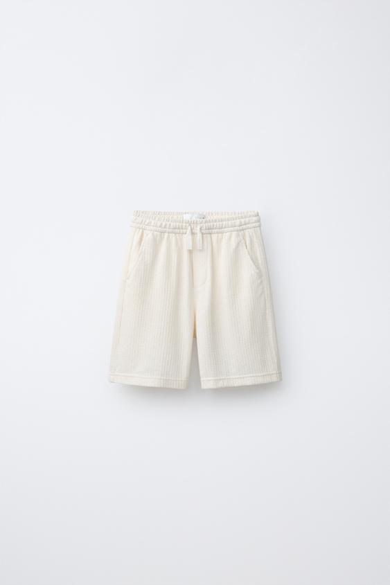 RUSTIC TEXTURED BERMUDA SHORTS - Ecru by Zara - Image 0