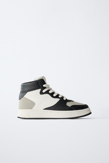 CONTRAST HIGH-TOP SNEAKERS - Grey by Zara
