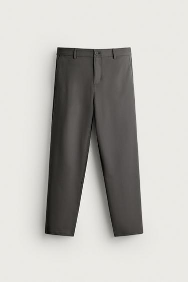 COMFORT REGULAR FIT TECHNICAL TROUSERS - Dark khaki by Zara