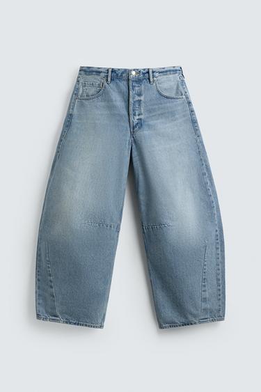 RELAXED BARREL FIT JEANS WITH PLEATS - Light blue by Zara