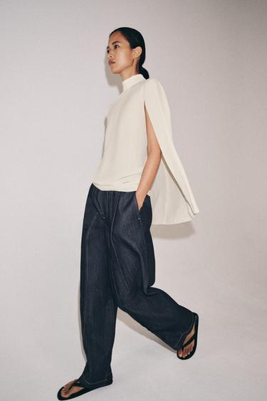 ZW COLLECTION CAPE SHIRT WITH VENTS - Ecru by Zara