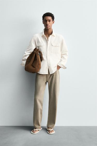 DENIM OVERSHIRT - Oyster-white by Zara - Image 0