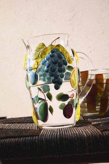GLASS JUG WITH RAISED FRUIT DESIGN - Various by Zara