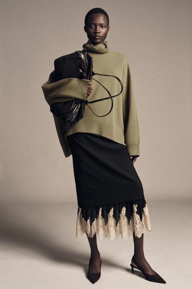 95% WOOL OVERSIZE JUMPER - Greenish by Zara