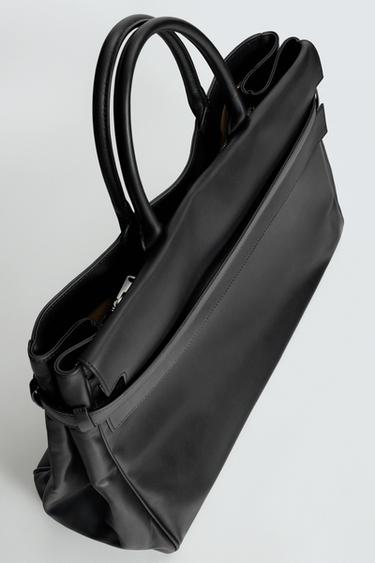 LEATHER HANDBAG - Black by Zara