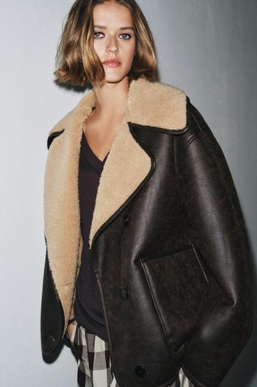 ZW COLLECTION DOUBLE-FACED JACKET - Brown / Ecru by Zara