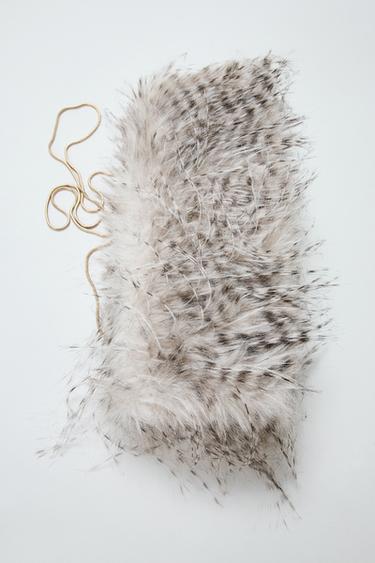 FAUX FUR CLUTCH BAG - Grey by Zara