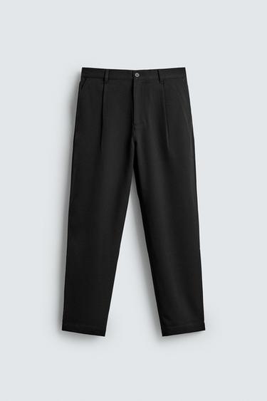 COMFORT STRAIGHT-LEG TROUSERS - Black by Zara