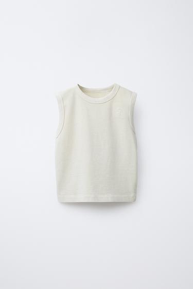 GARMENT DYED EMBROIDERED TANK TOP - Ecru by Zara