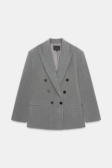OVERSIZE PINSTRIPE BLAZER - Grey / Blue by Zara