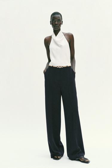HALTERNECK JUMPSUIT WITH BELT - Dark navy by Zara