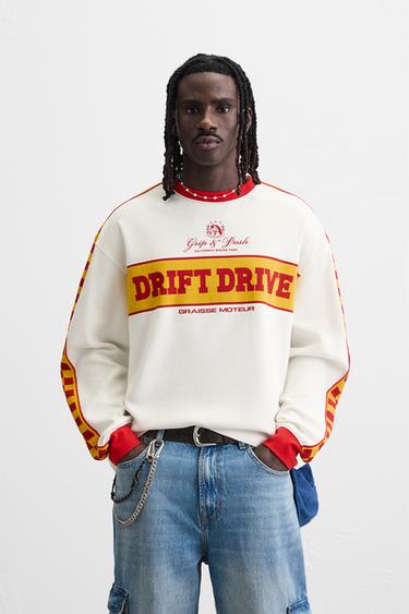 RACING PRINT STRUCTURE SWEATSHIRT - Oyster-white by Zara