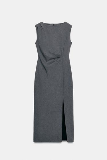 FITTED MIDI DRESS - Grey marl by Zara