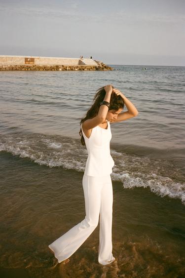 CREPE FLARE TROUSERS - White by Zara